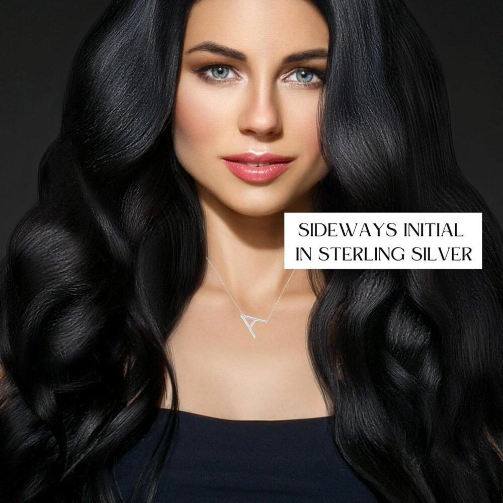 Sterling Silver Sideways Initial Necklace - Initi… - image 2